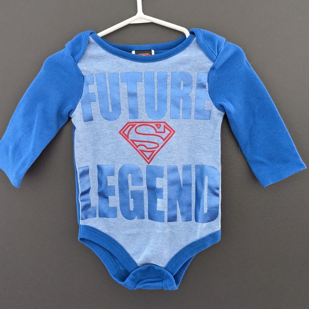 Superman "Future Legend" blue long sleeved onesie
